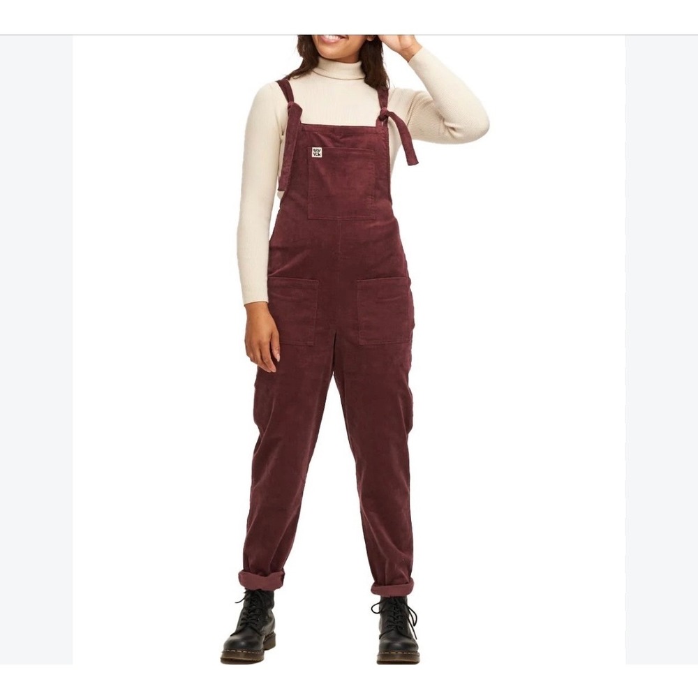 Lucy and Yak Original Corduroy Dungarees Burgundy Plum Organic Cotton US 4R